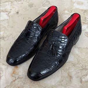 Johnston & Murphy Genuine Crocodile Leather Tassel Loafers Luxury Classic